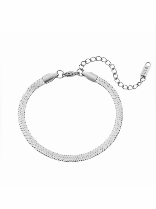 SahrzJewellery Jewelry - Silver-Tone Stainless Steel Herringbone Bracelet